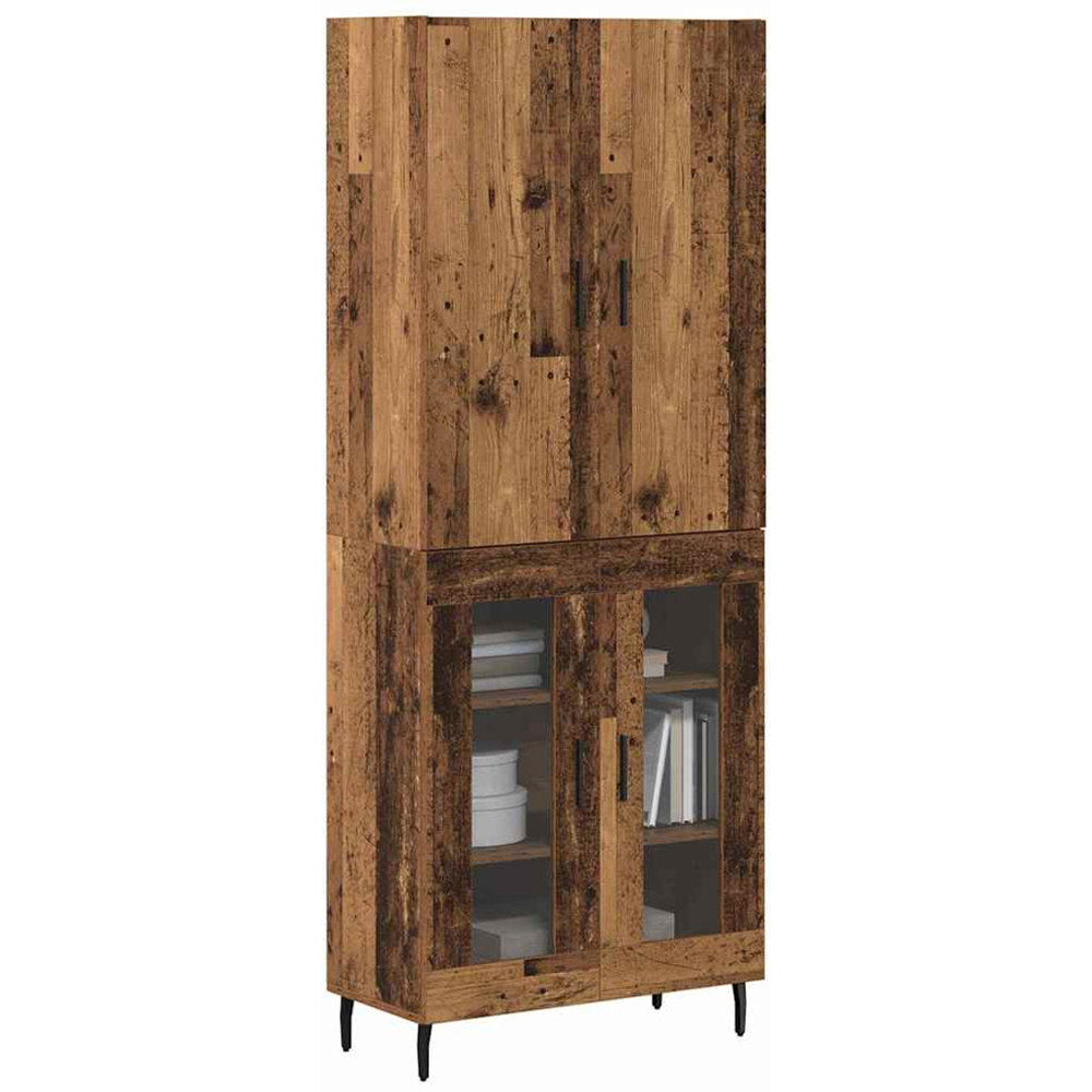 vidaXL 2 Glass Door Old Wood Modern Highboard Image 3