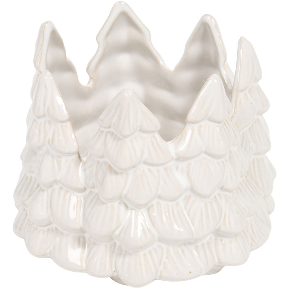 Glazed Tree Pillar Candle Holder - White Image 3
