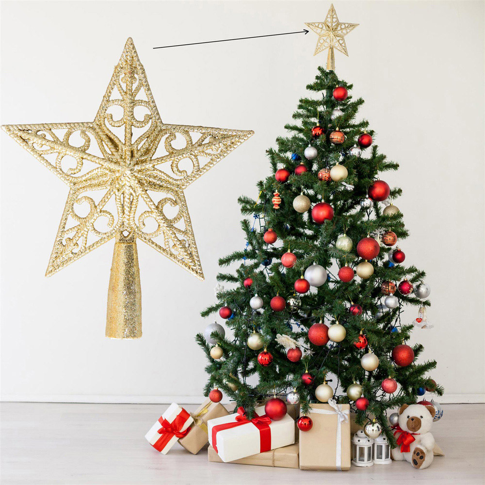 Shatchi Gold Glitter Star Tree Topper Image 2