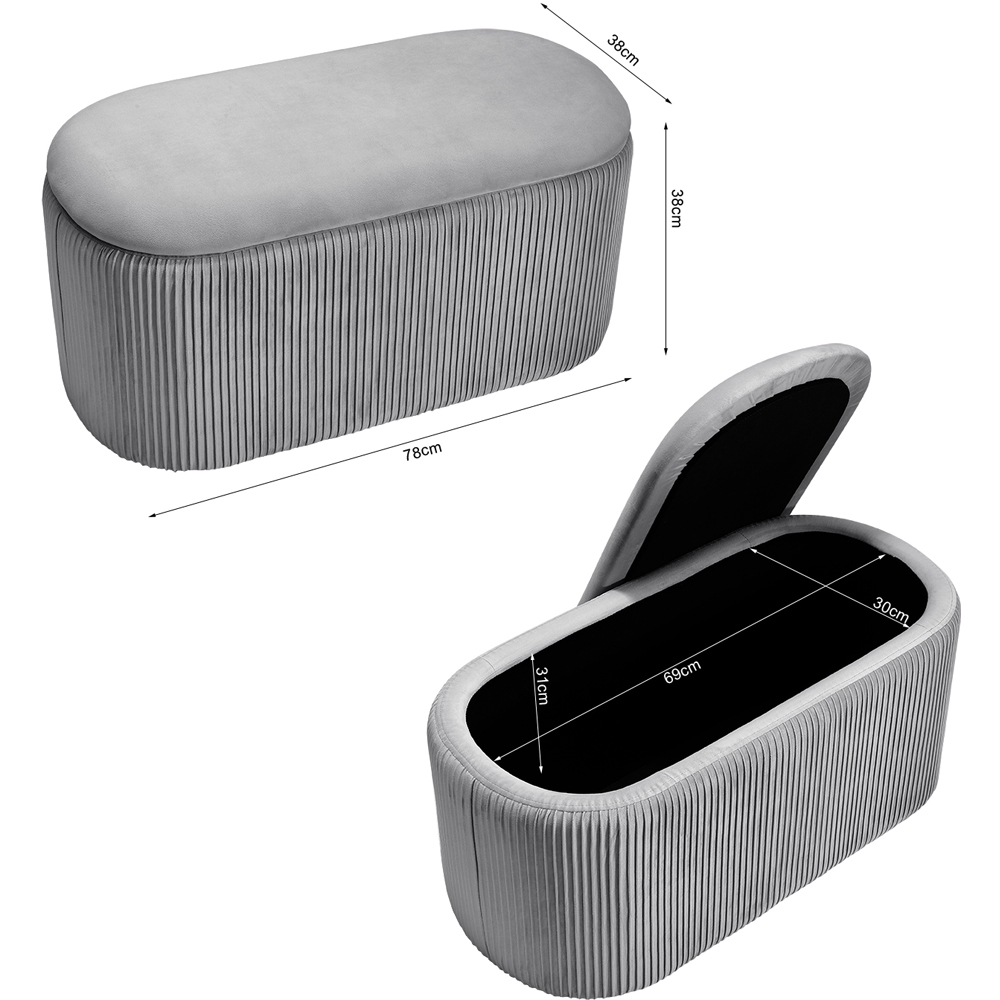 Living and Home Grey Pleated Storage Ottoman Image 9
