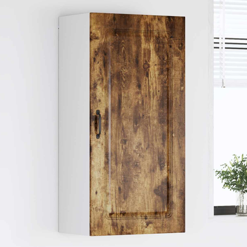 vidaXL Single Door Smoked Oak Kitchen Wall Cabinet Image 1