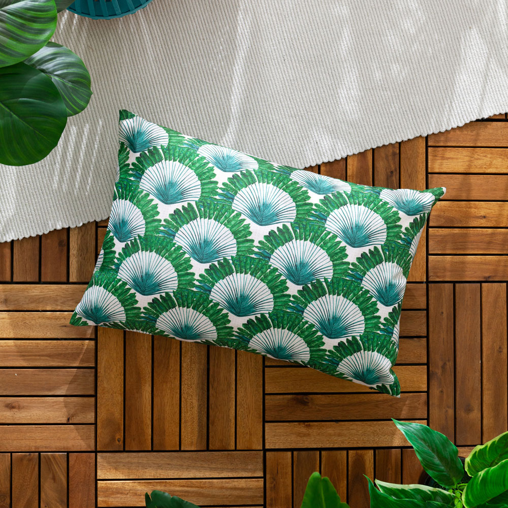 furn. Green Dellacorte Printed Polyester Filled Outdoor Cushion 40 x 60cm Image 2