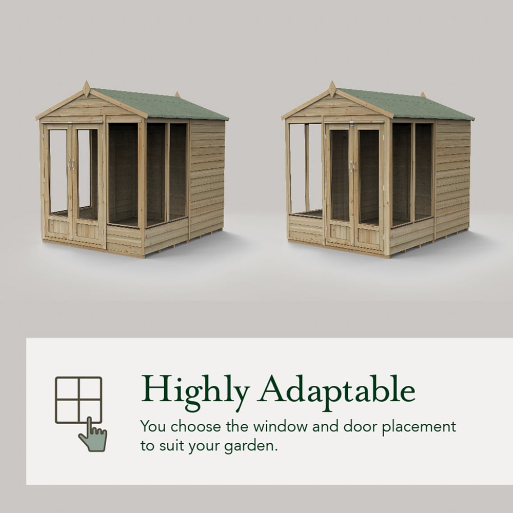Forest Garden 6 x 4ft 4LIFE Double Door 5 Window Pent Summerhouse Image 7