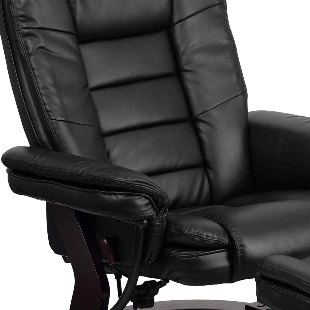 FWStyle Black Faux Leather Swivel Armchair with Footstool Image 4