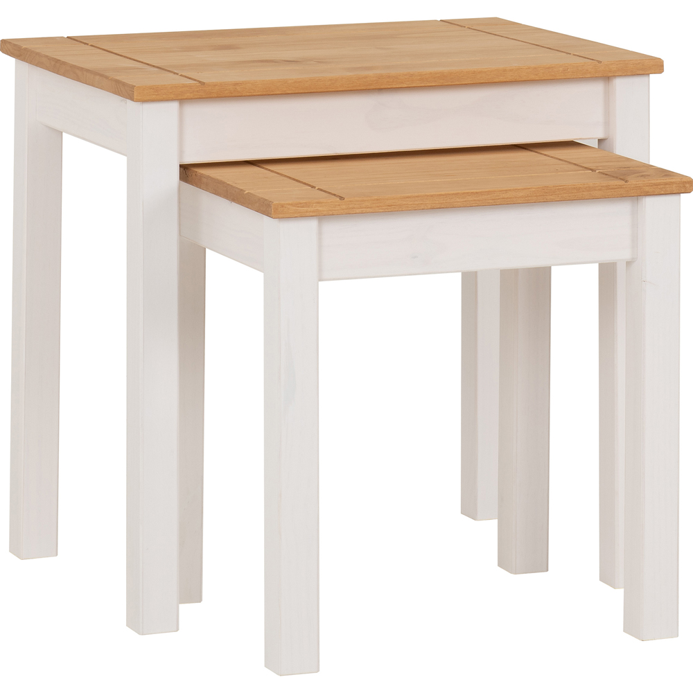 Seconique Panama White and Natural Wax Nest of Tables Set of 2 Image 2