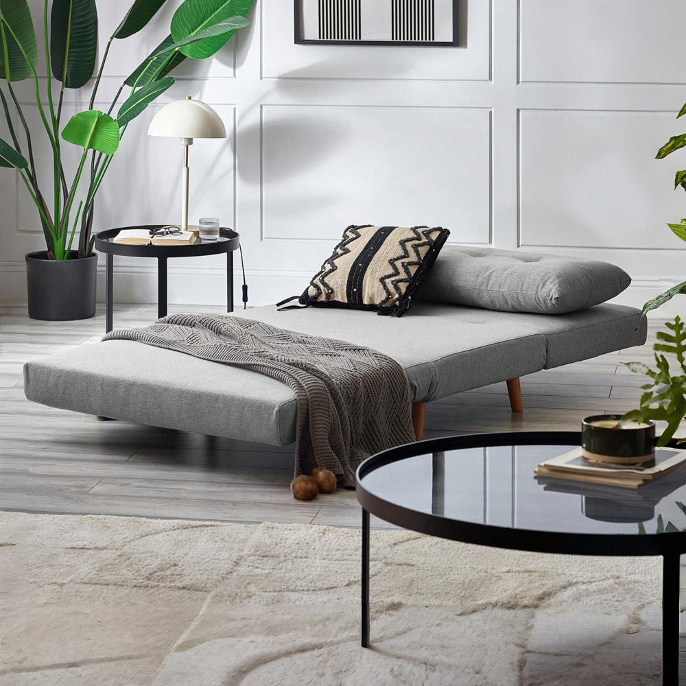Julian Bowen Rowan Single Seater Grey Button-Tufted Sofa Bed Image 8