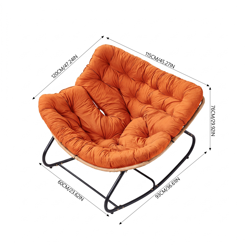 Living and Home Orange Cushion PE Rattan Rocking Chair Image 9