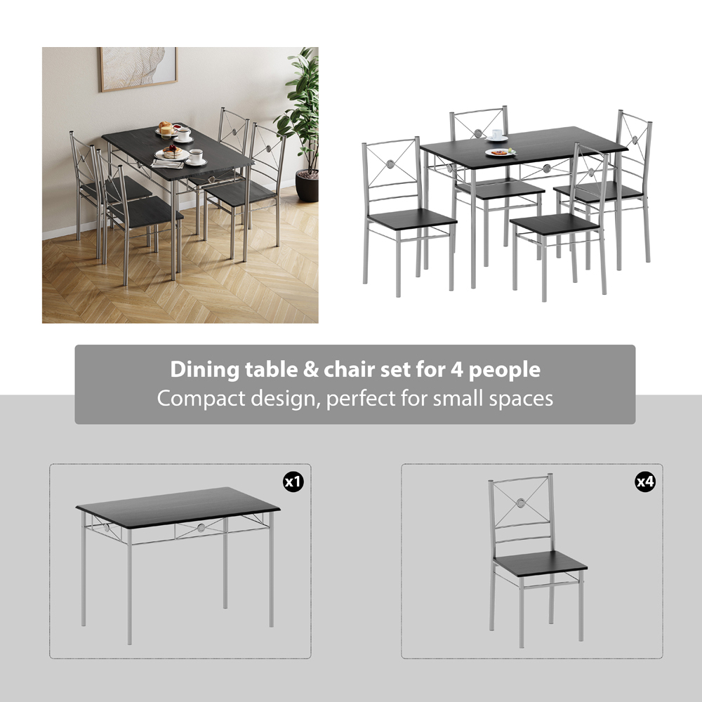 VIDA DESIGNS Roslyn 4 Seater Dining Set Black Image 5