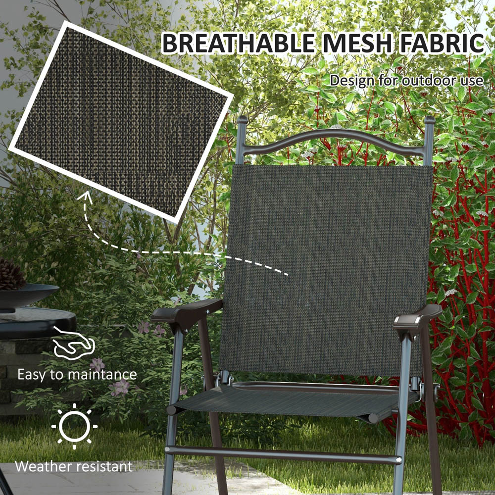 Outsunny Brown Mesh Fabric Folding Camping Chair Set of 2 Image 5