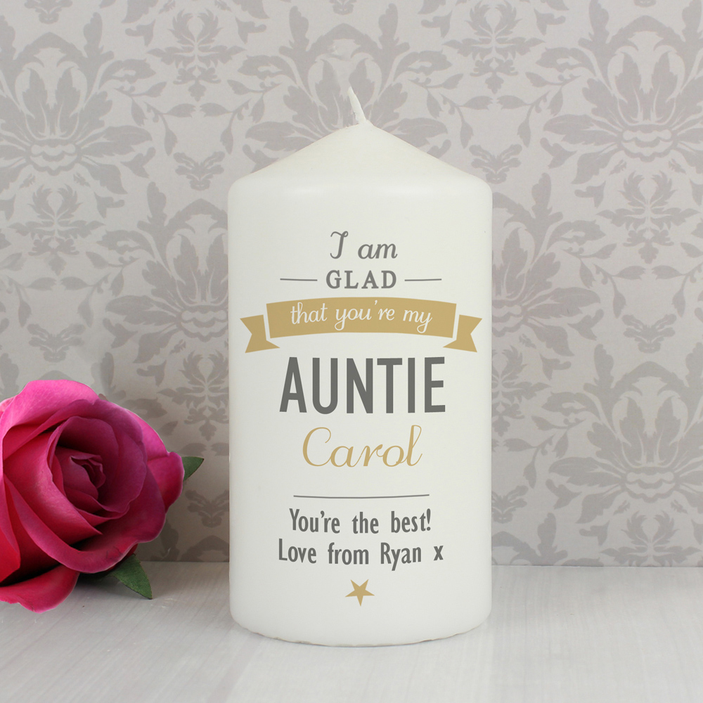 Personalised Memento Personalised I Am Glad Pillar Candle Image 2