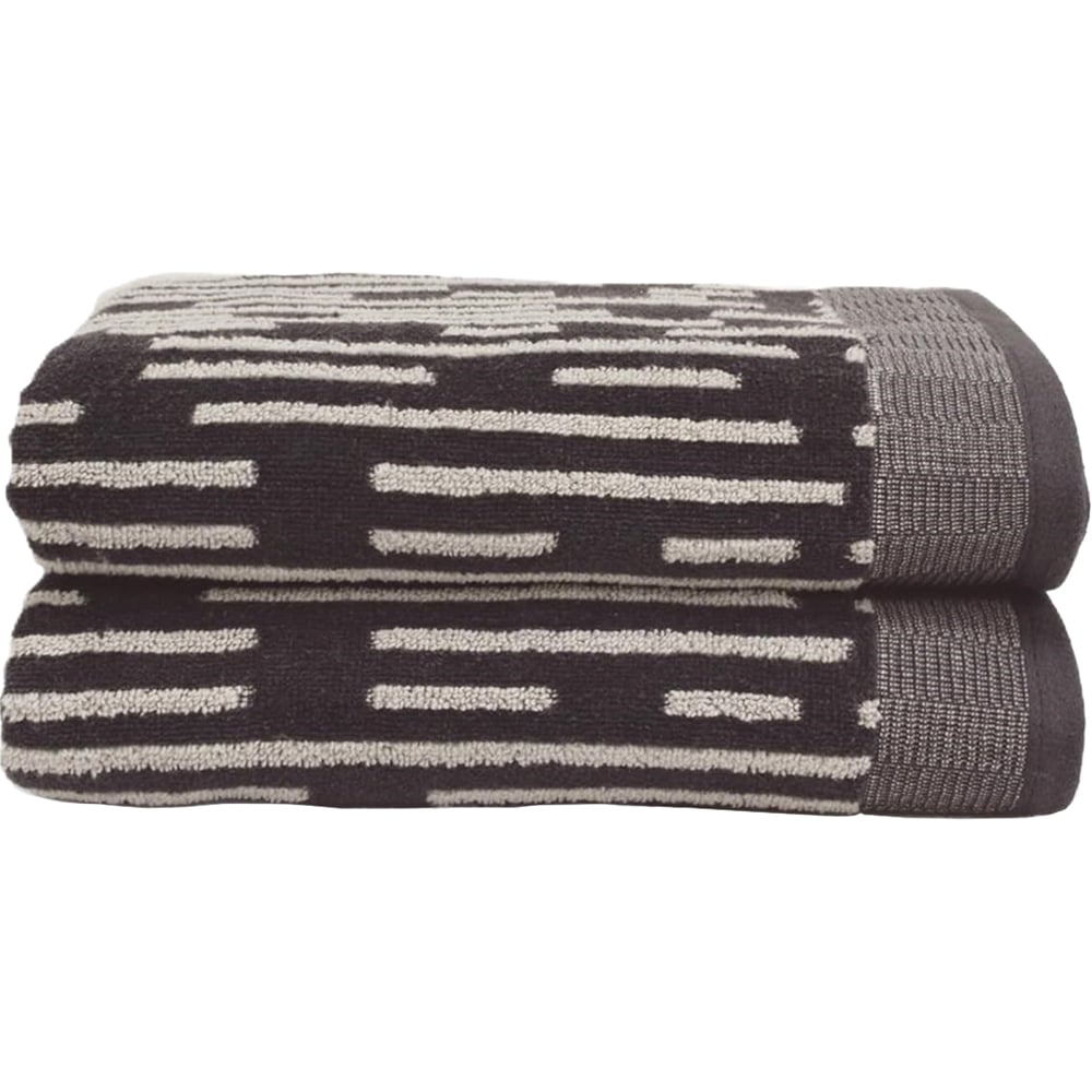 Allure Bath Fashions Pop Up Zero Twist Barcode Stripe Dark Steel Bath Towel 2 Pack Image 1