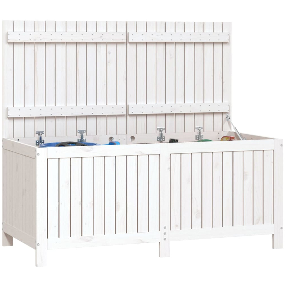vidaXL 64 x 147 x 68cm White Pine Wood Garden Storage Box Image 4