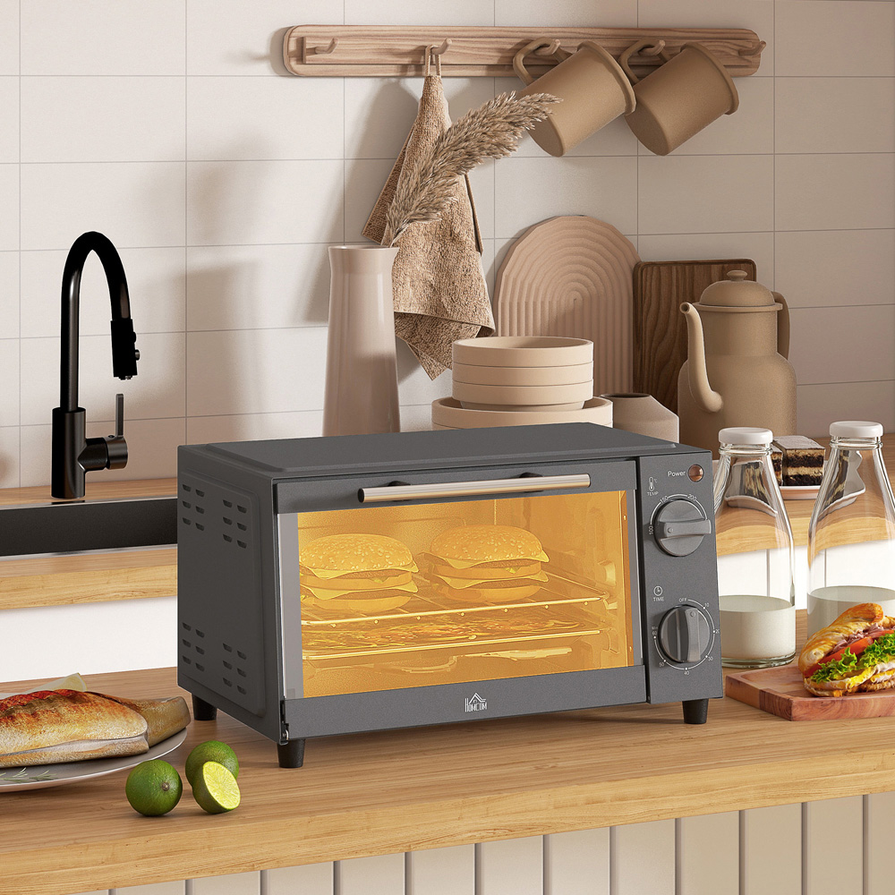 HOMCOM 800-088V70GY Grey 9L Countertop Toaster Oven 750W Image 2