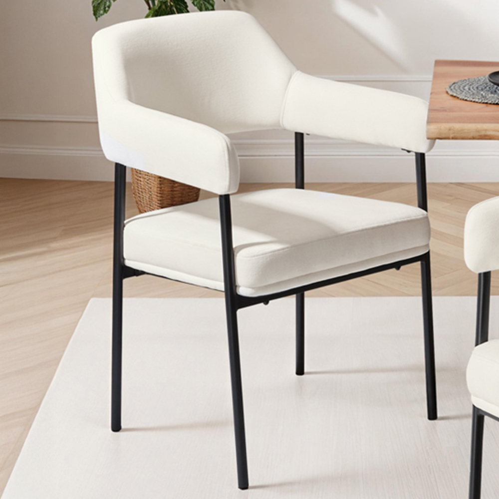 tectake Doe Set of 4 Grey Woven Fabric Armchair Image 1