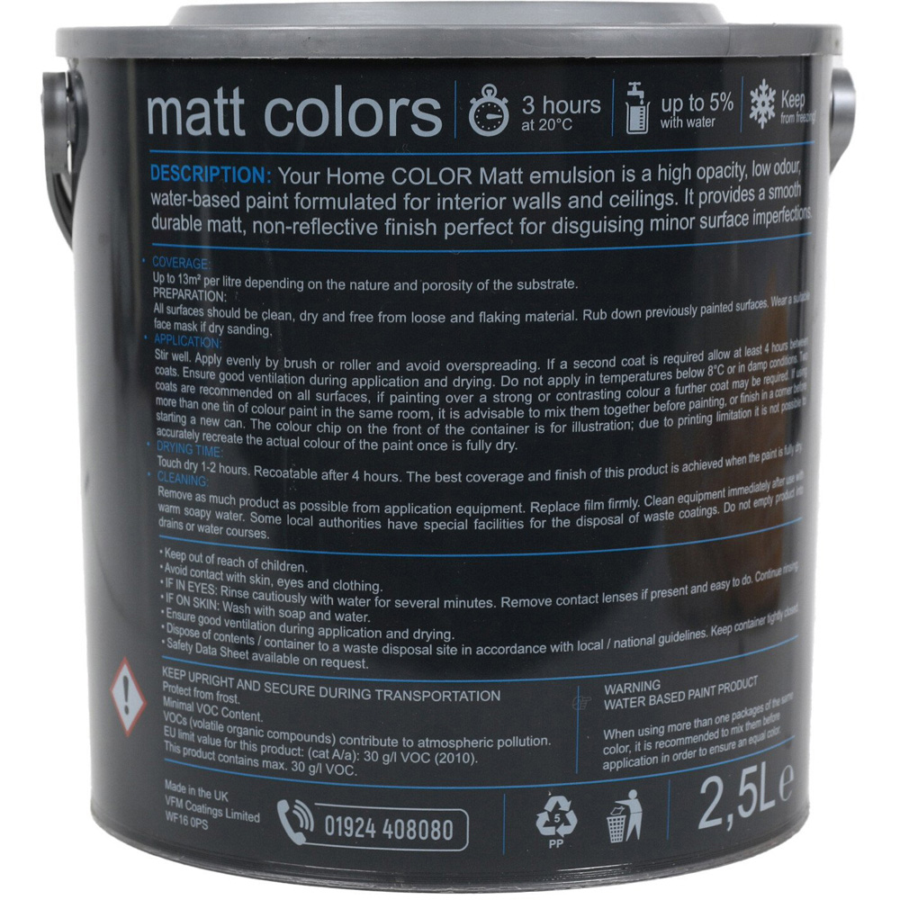 Your Home Walls & Ceilings Steel Grey Matt Emulsion Paint 2.5L Image 4