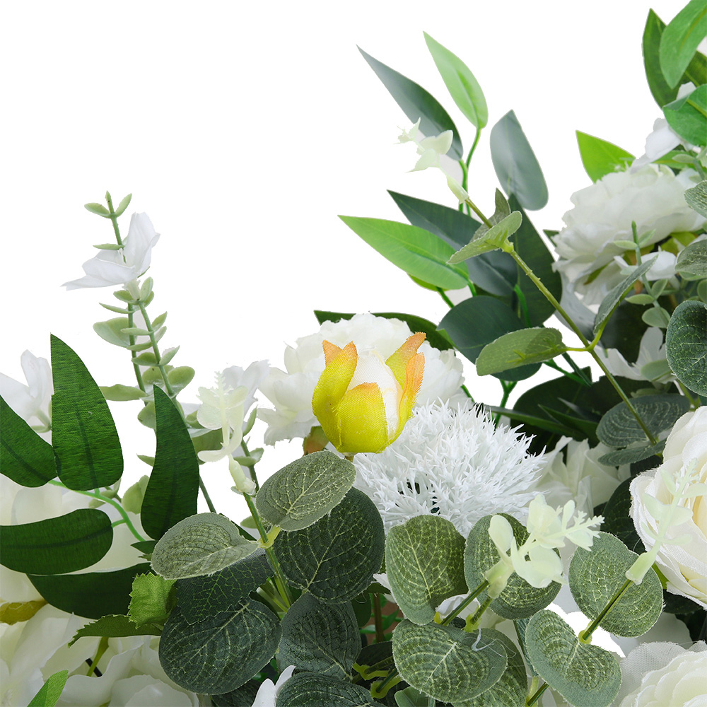 Living and Home Green and White Hydrangea Rose Artificial Aisle Flower Row Decoration 35cm Image 5