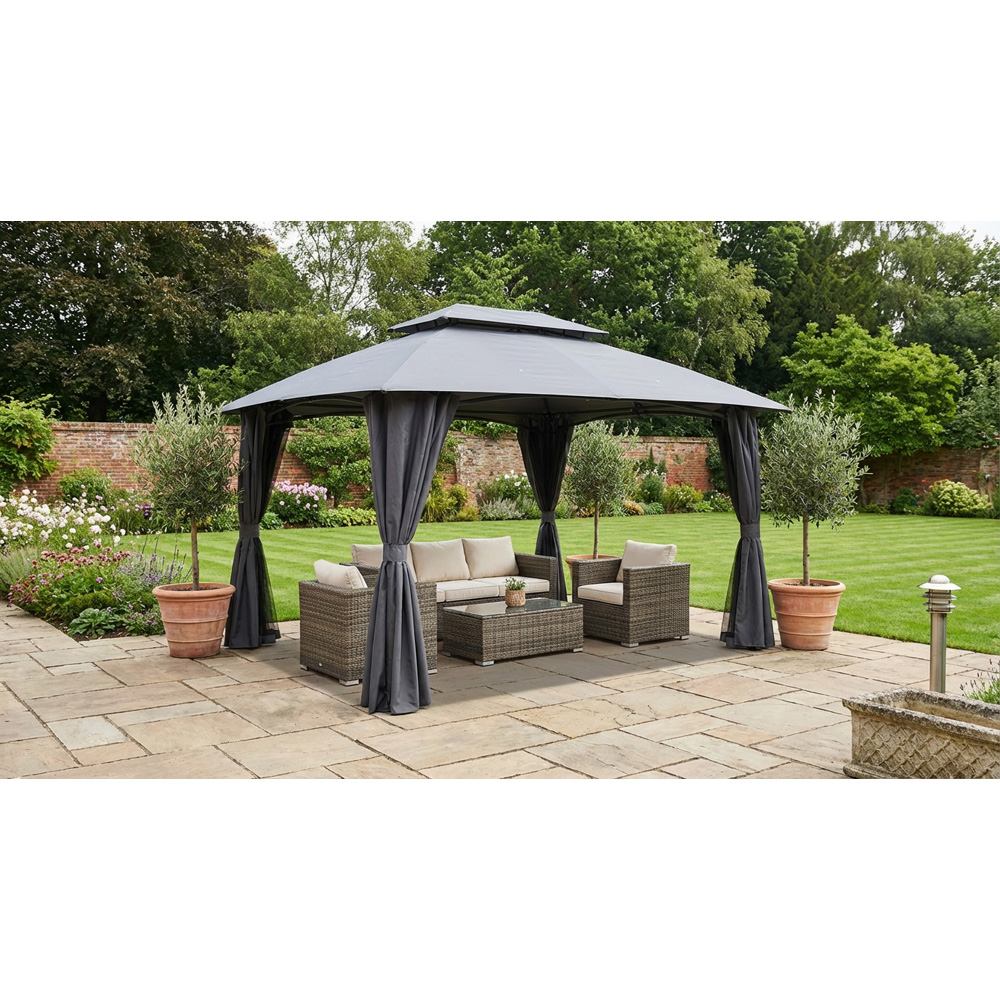 Malay New Hampshire 3 x 4m Grey Polyester and Steel Gazebo Image 4