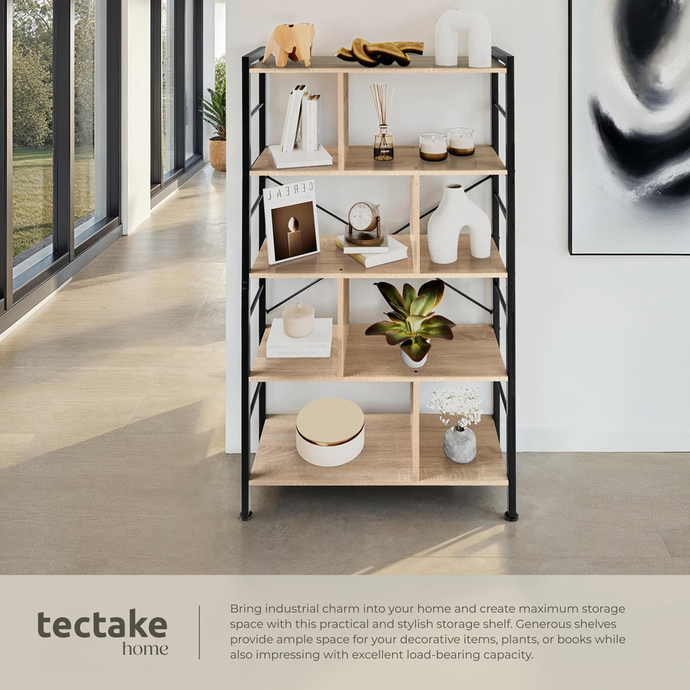 tectake Charleston 4 Shelf Oak Sonoma Standing Shelving Unit Image 4