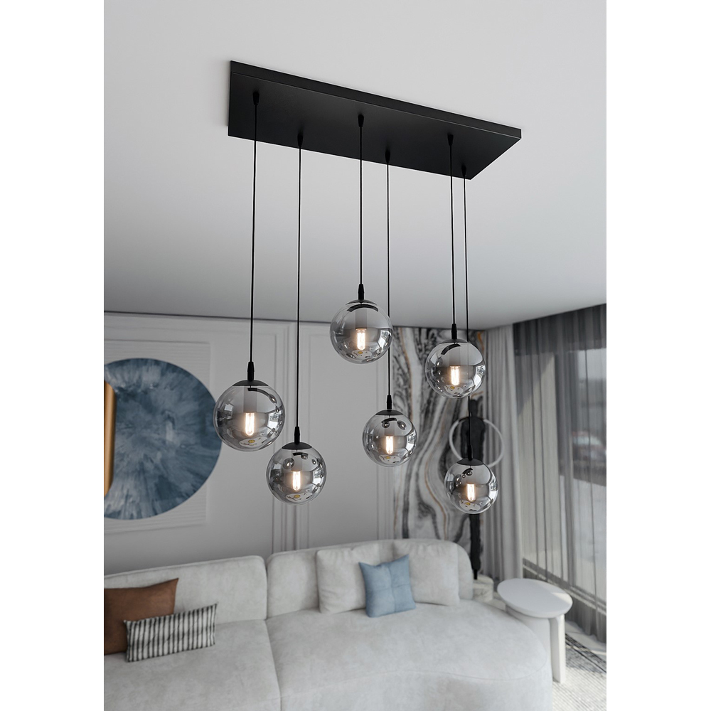 Emibig Cosmo 6 Light Graphite Shade Black E14 Ceiling Pendant Light Image 6