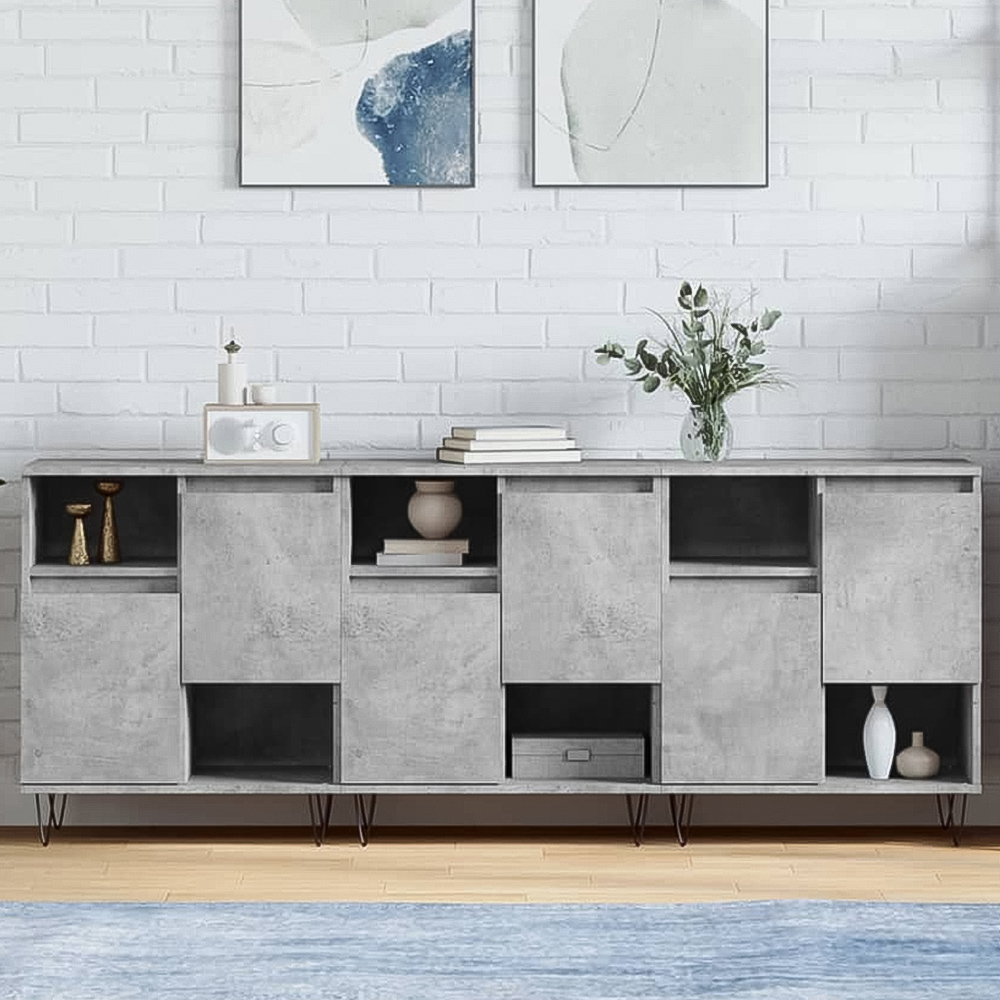 vidaXL 2 Door 2 Shelf Concrete Grey Sideboard 3 Pack Image 1