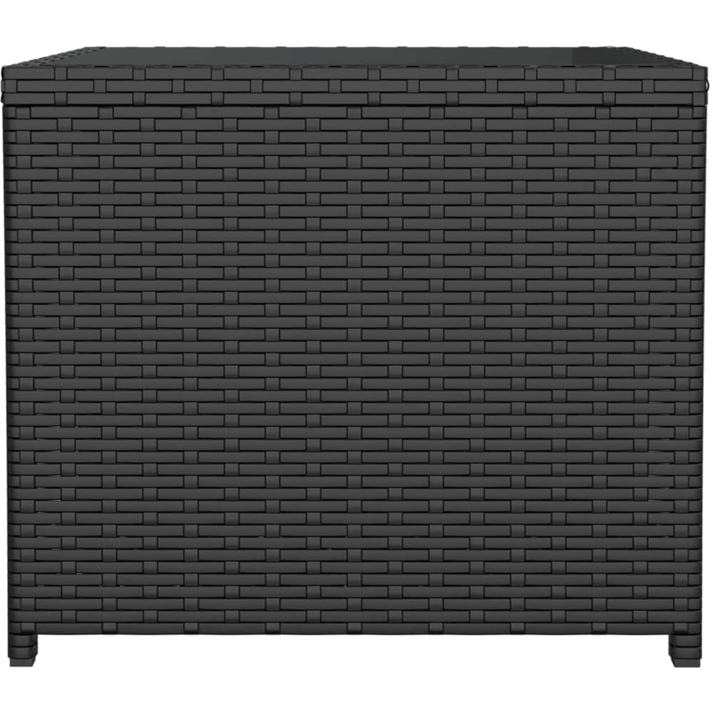 vidaXL Black Polyrattan and Tempered Glass Tea Table Image 3