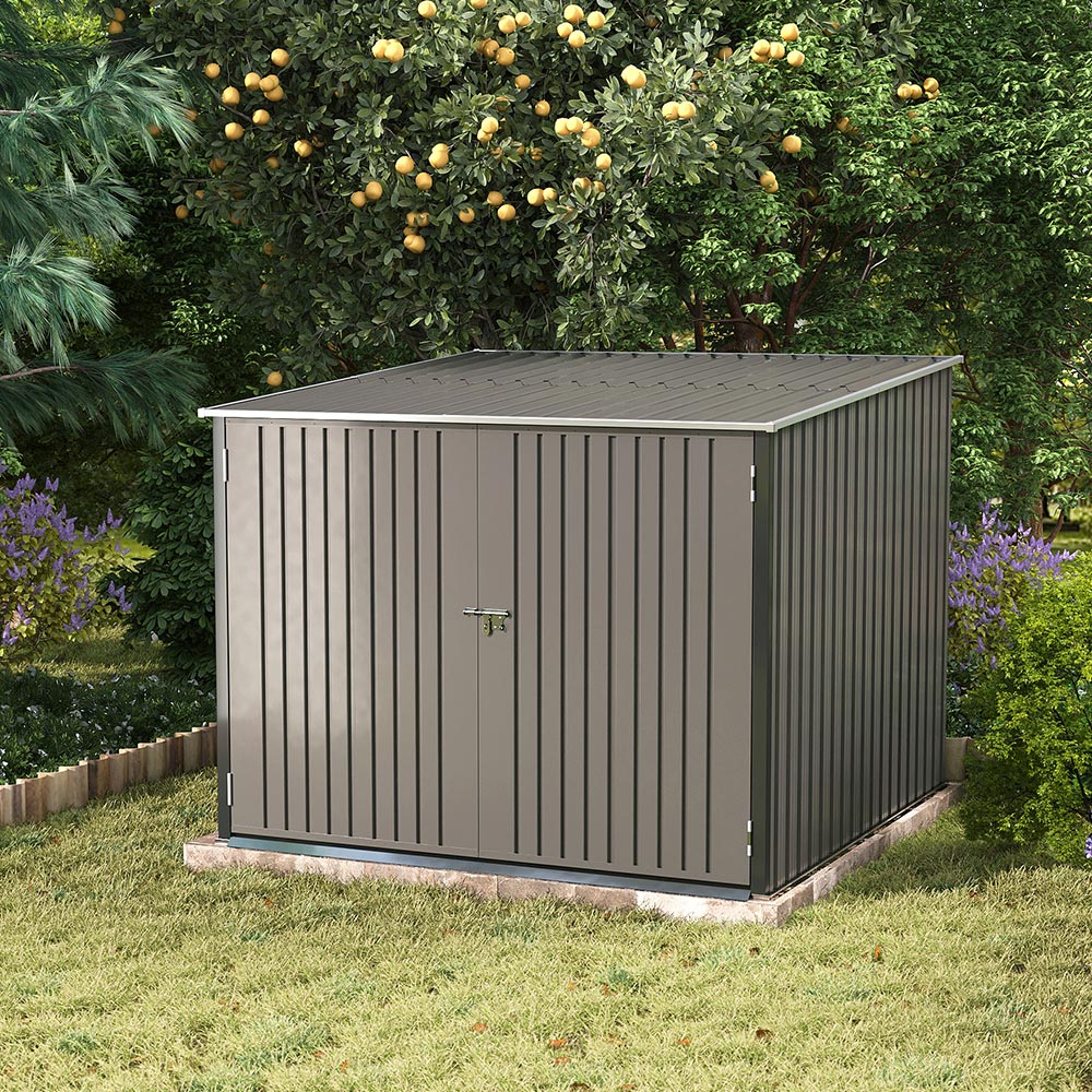Living and Home 6.7 x 6.4ft Grey Lockable Bike Metal Storage Shed Image 2