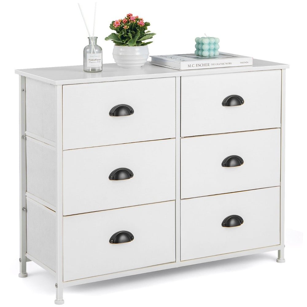 Costway 6 Drawer Rustic White Chest of Drawers Image 2