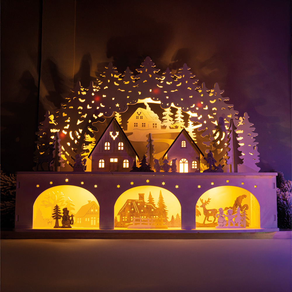 St Helens LED Light White Wooden Christmas Scenery Image 3