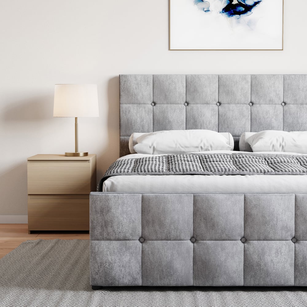 Vida Designs Valentina King Size Silver Crushed Velvet Ottoman Bed Image 3