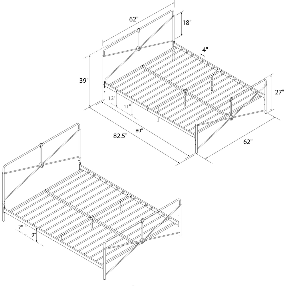Dorel Leopold King Size Black Metal Bed Frame Image 9