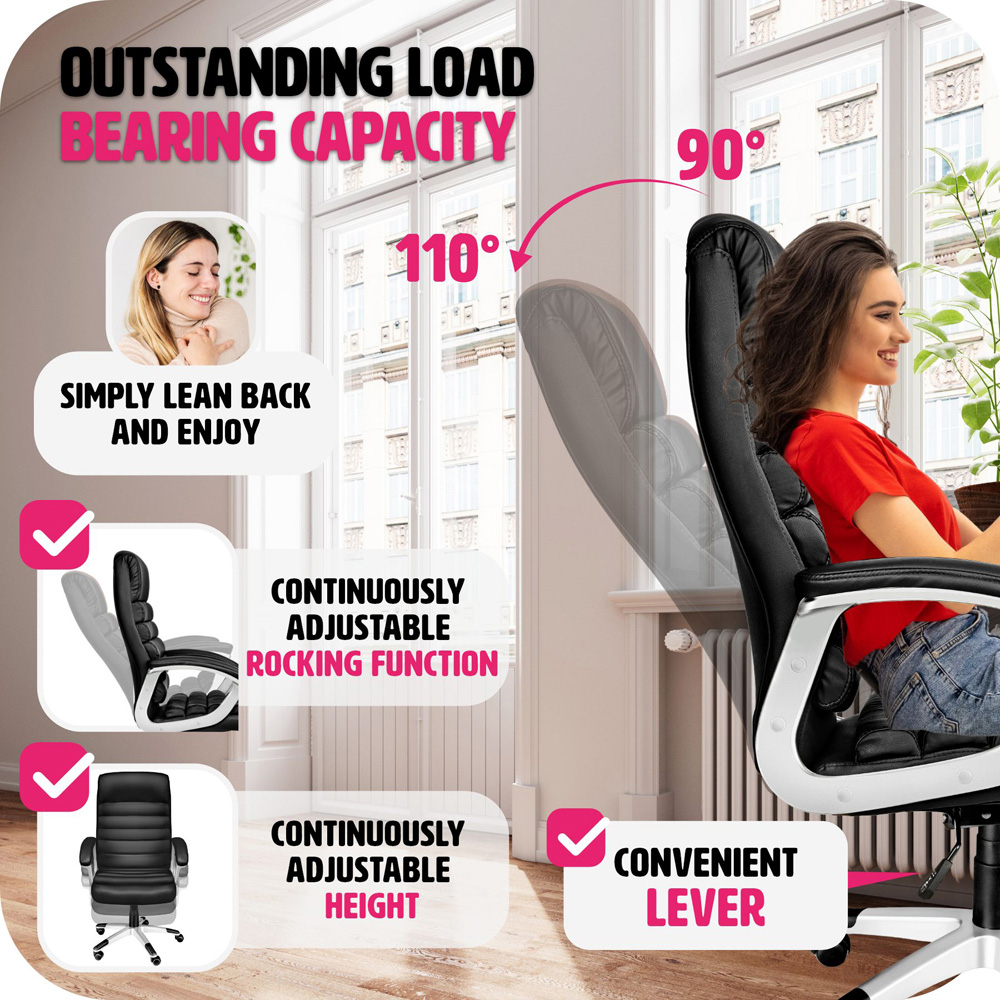 tectake Paul Black Height Adjustable Padded Office Chair Image 4