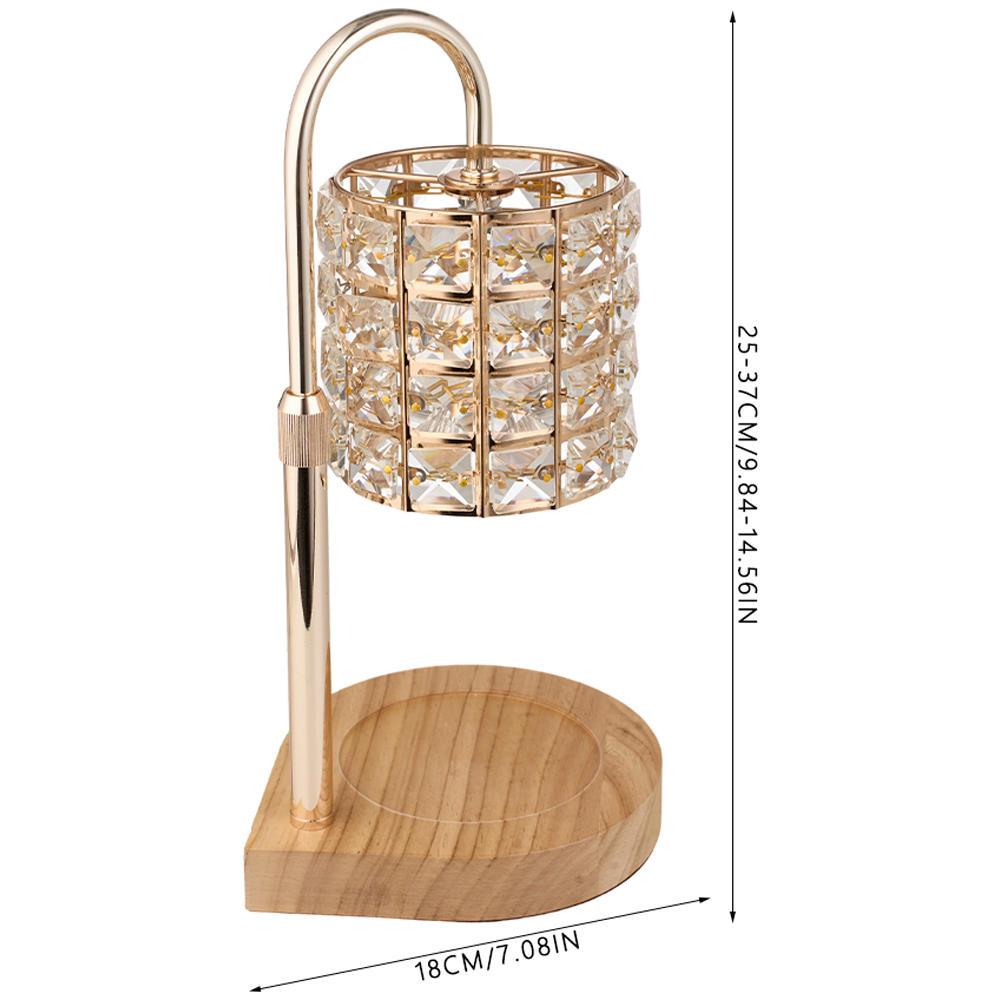 Living and Home Natural Wood and Crystal Height Adjustable Tabletop Candle Warmer Lamp Image 9