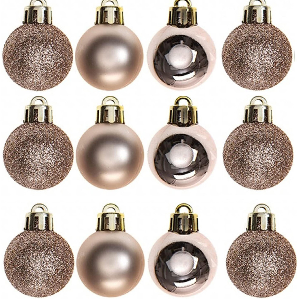 Shatchi 3cm Rose Gold Shatterproof Christmas Bauble 24 Pack Image 3