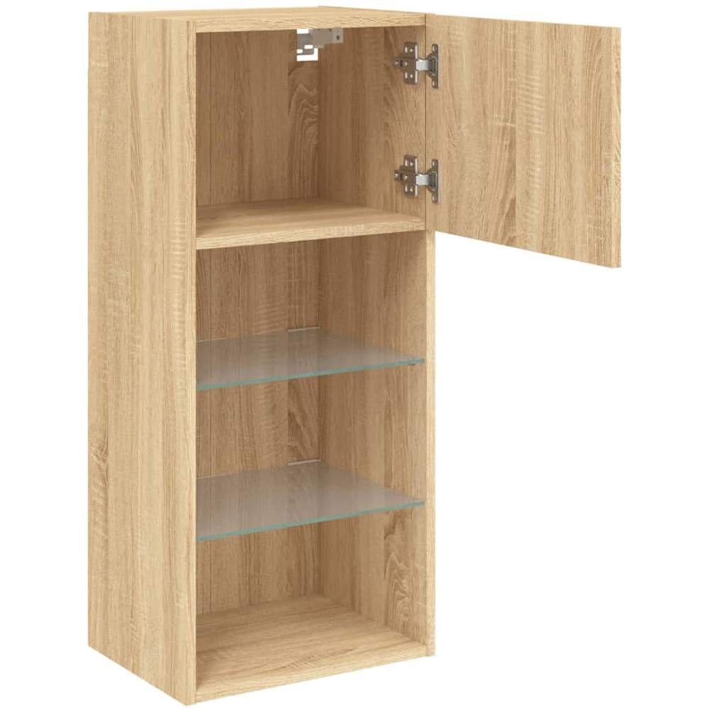 vidaXL 3 Shelf Single Door Sonoma Oak Wall Mounted TV Cabinet Set of 2 Image 8
