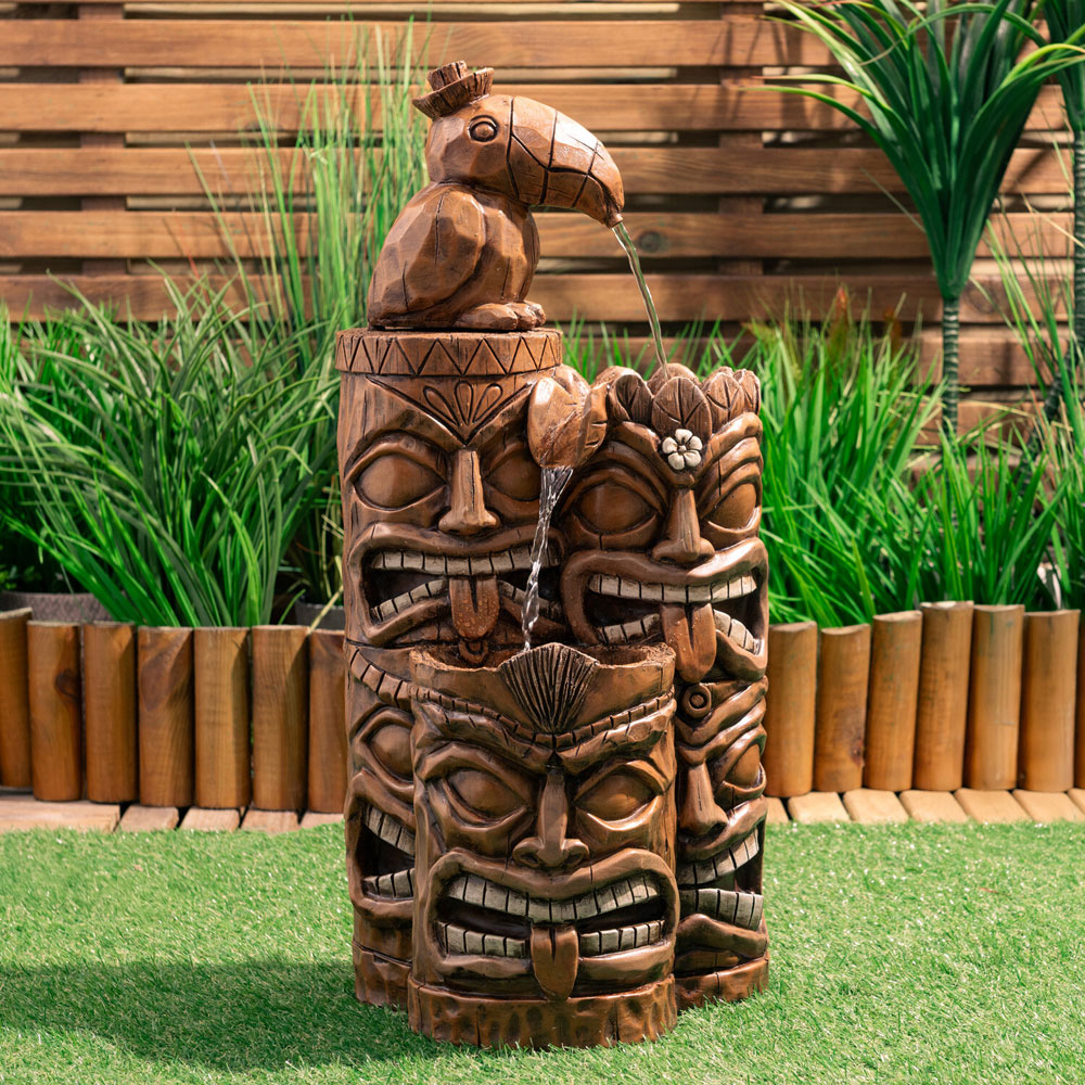 Tiki Stacks Outdoor Water Feature Brown Image 2