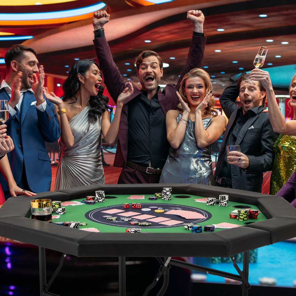 Costway 8 Player Green Foldable Poker Table 130cm Image 2