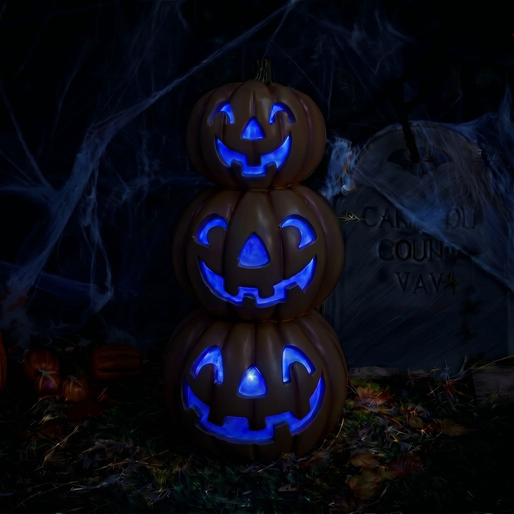 wilko Multicolour LED Halloween Stacked Smiling Pumpkins Ornament 2.6ft Image 9