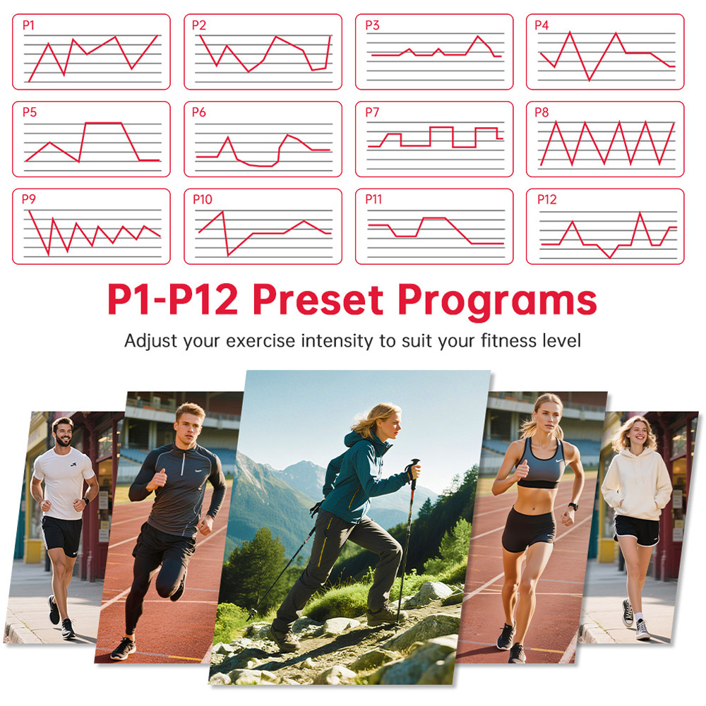 Rattrix Black Slope Auto Incline Foldable Treadmill with 12 Preset Programs Image 5