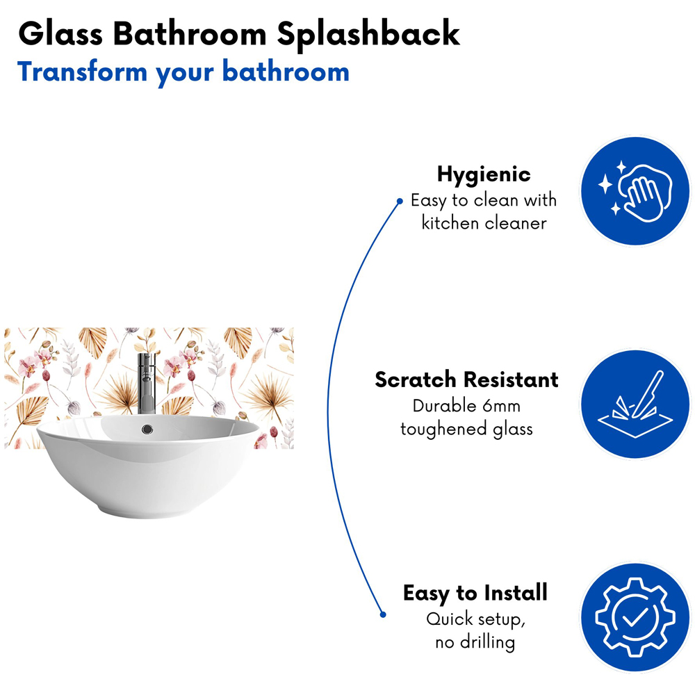 Warren Reed Designer Watercolour Orchids Glass Bathroom Splashback 25 x 60cm Image 4