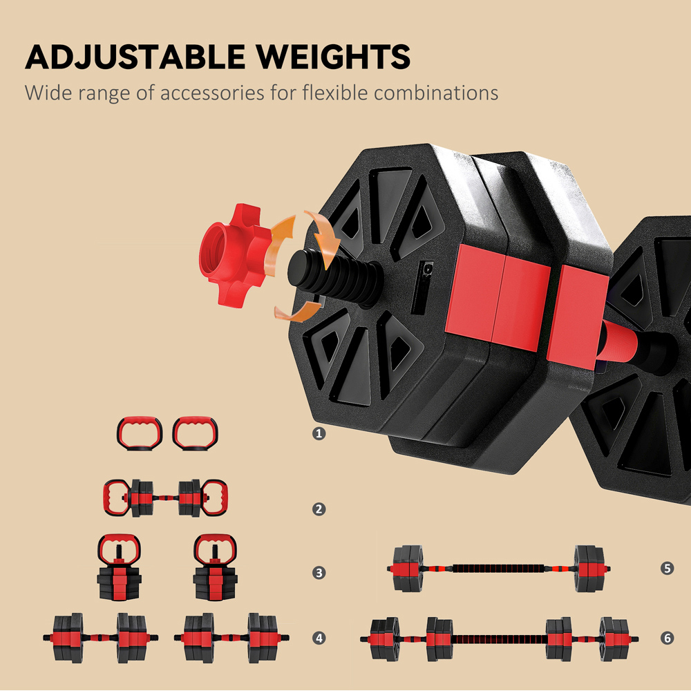 SPORTNOW 6-in-1 Red Adjustable Weight Set 20kg Image 8