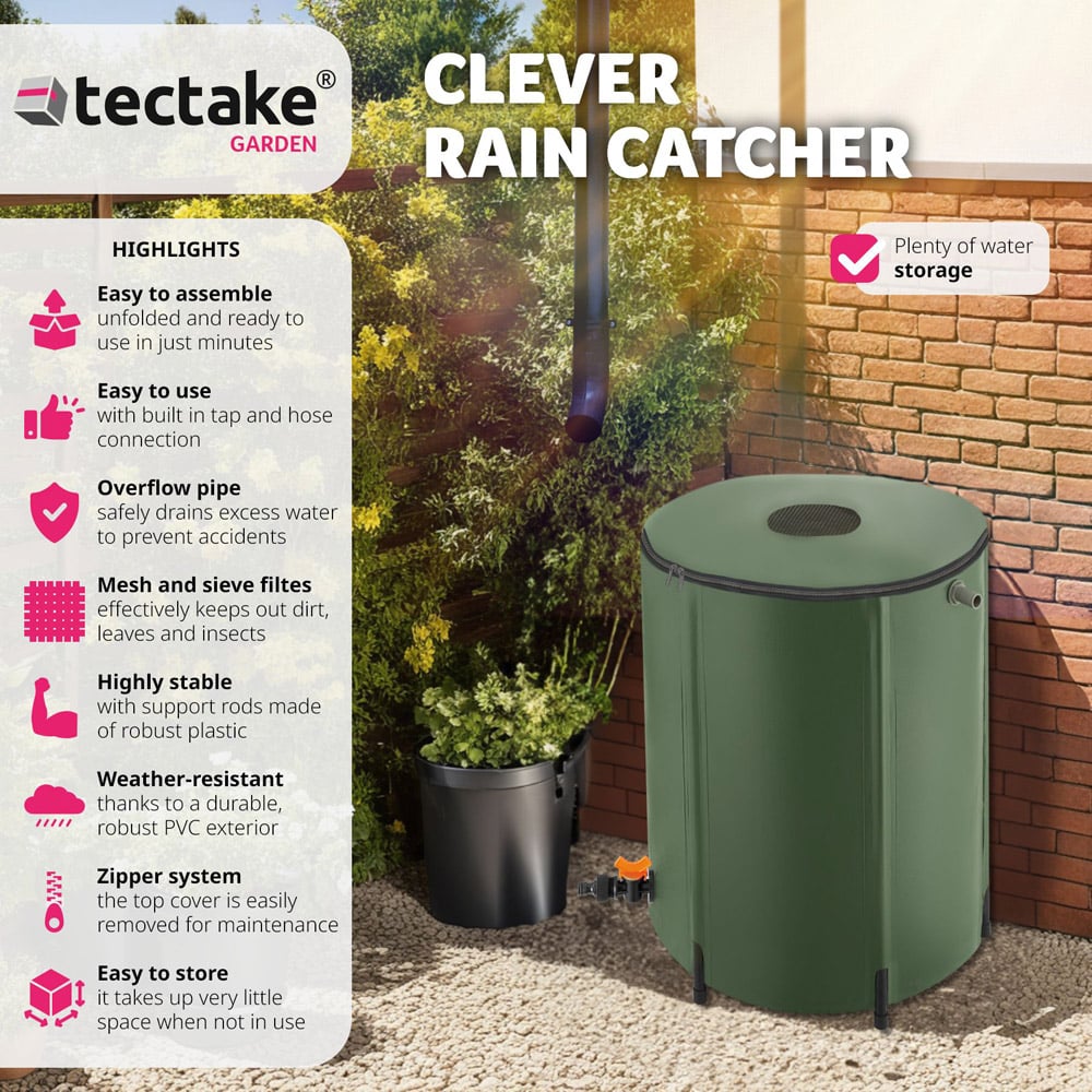 tectake 250L Green Water Butt Image 6