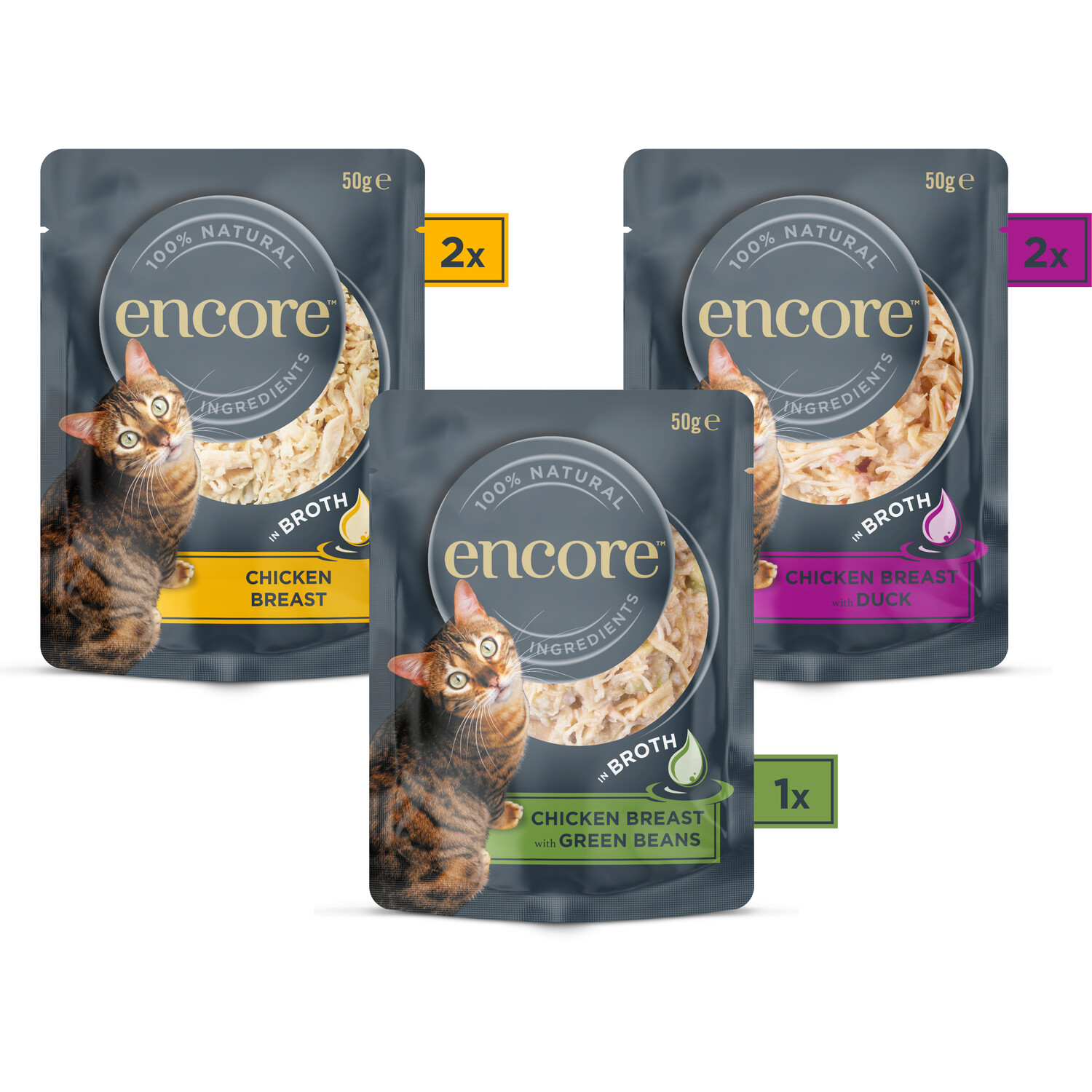 Pack of 5 Encore Wet Cat Food in Broth Pouches - Chicken Selection Image 4