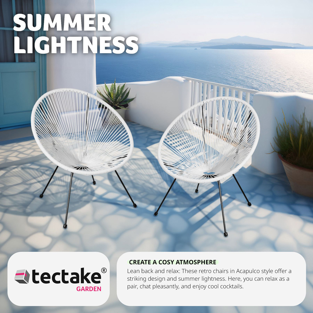 tectake Retro 2 Piece White Garden Chair Set Image 4