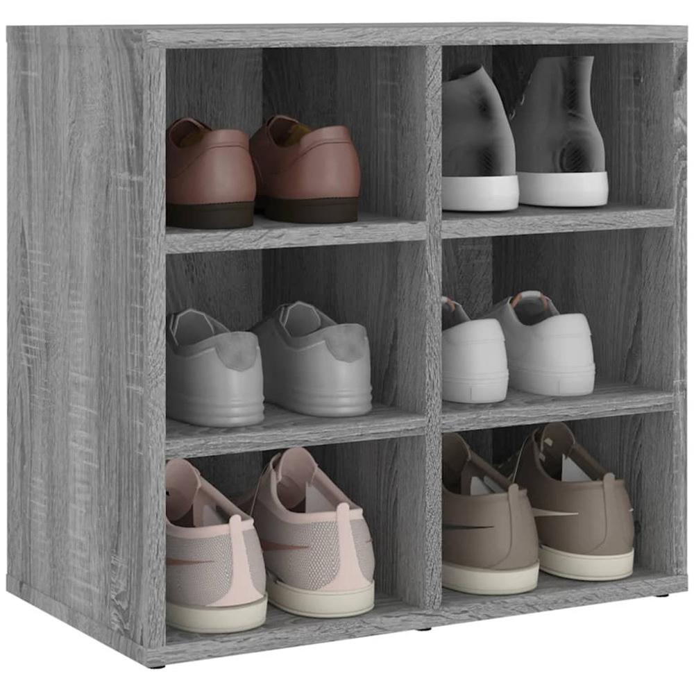 vidaXL 6 Open Shelf Grey Sonoma Shoe Storage Cabinet Image 3