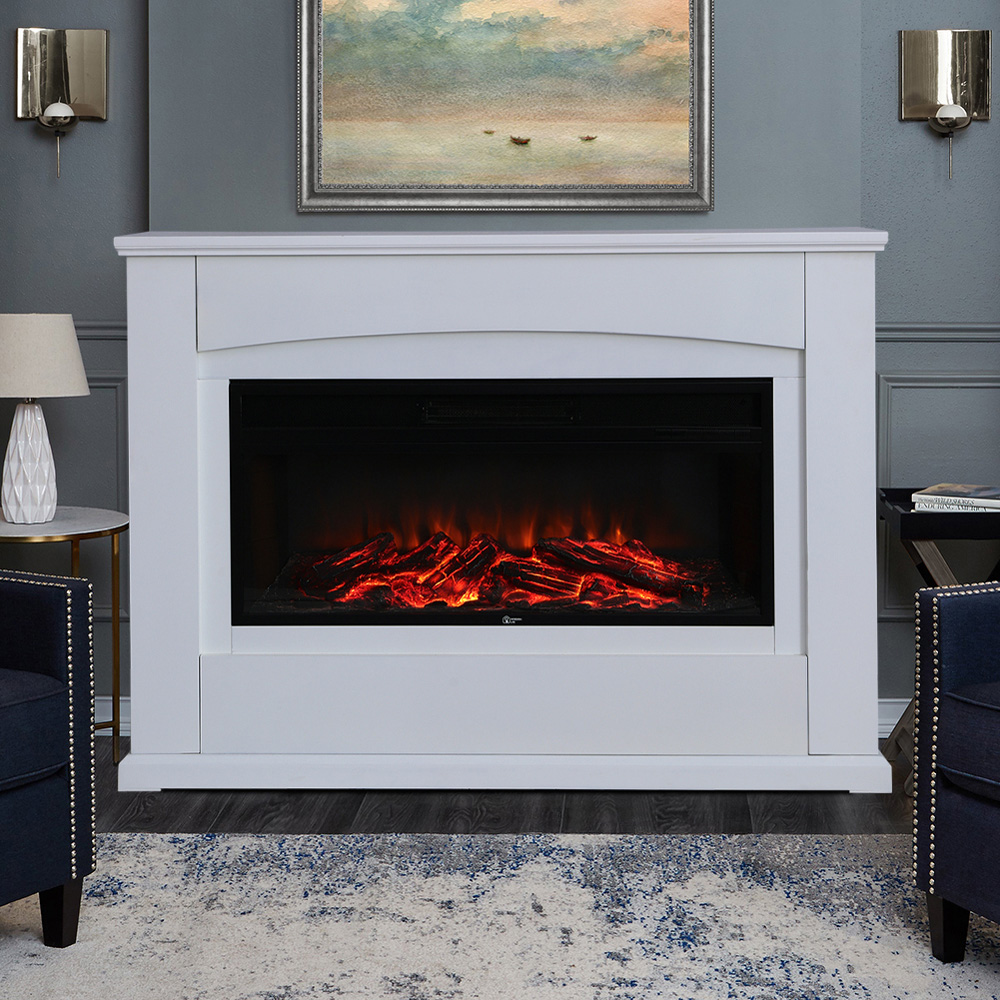 Living and Home White Electric Fireplace Image 8