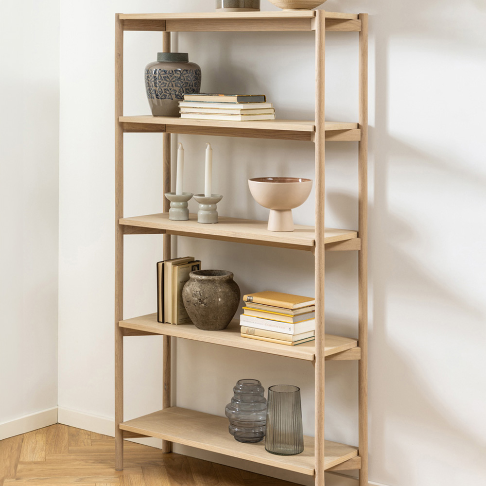 Florence Braidwood 4 Shelf White Oak Veneer Bookcase Image 1