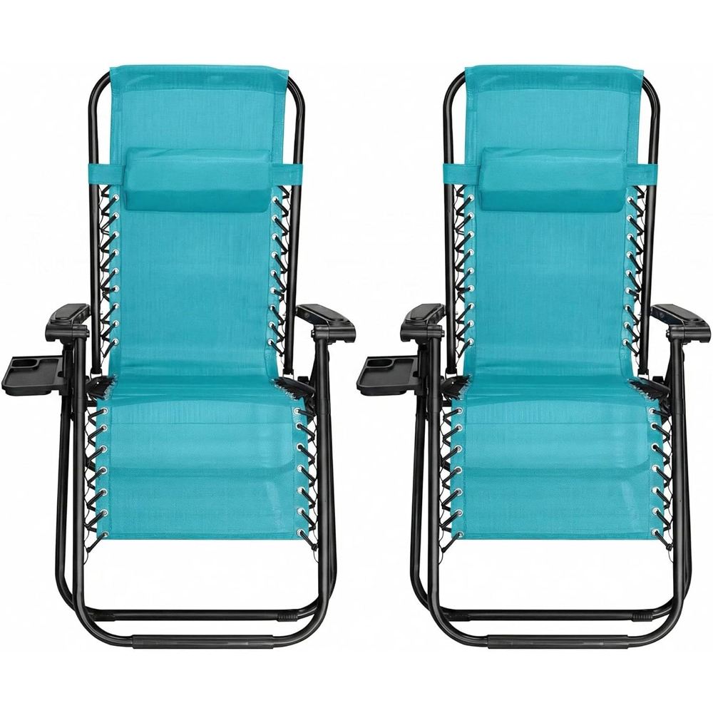 Alivio 2 Pack Lake Blue Zero Gravity Reclining Sun Loungers Image 4
