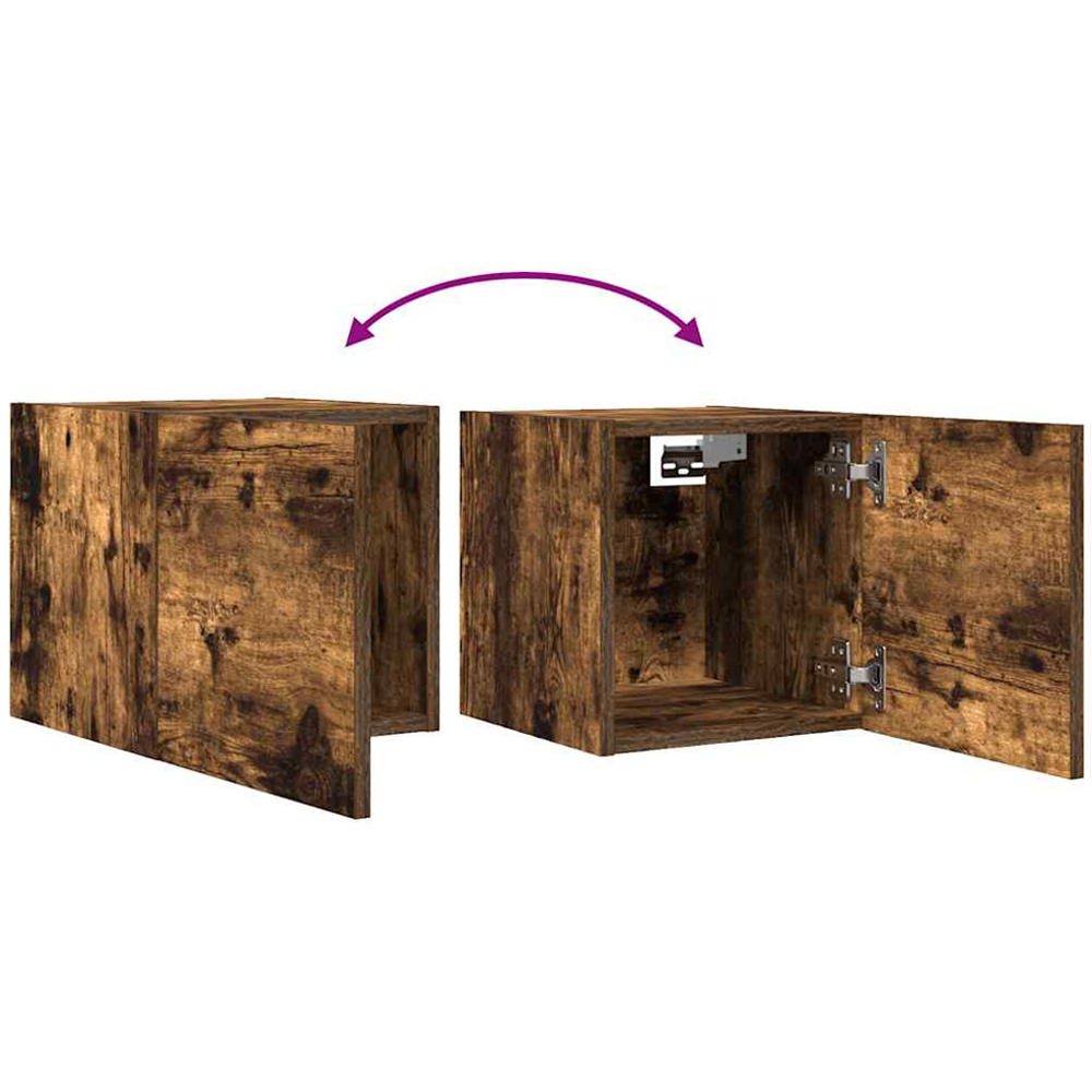 vidaXL Single Door Brown Smoked Oak Wall Mounted TV Cabinet Image 6