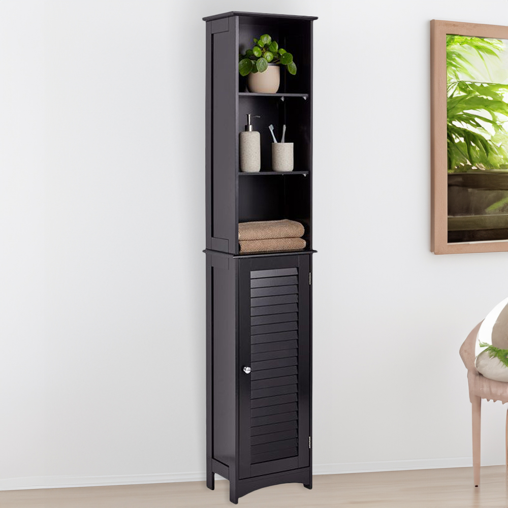 VonHaus Single Door Black Cabinet