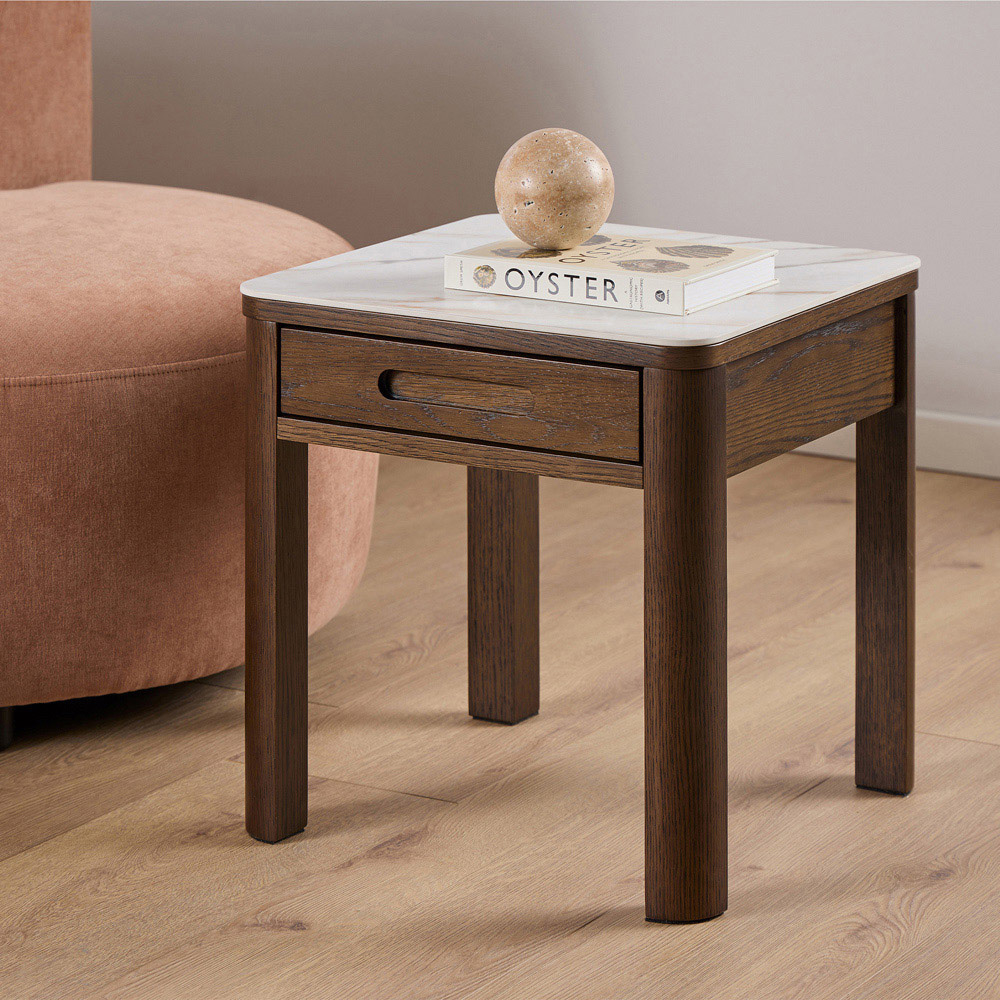 Florence Southampton Single Drawer Cream Ceramic Square Side Table Image 9